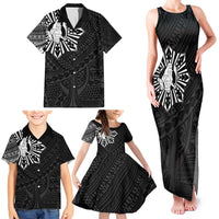 Philippines Tribal Family Matching Tank Maxi Dress and Hawaiian Shirt King Lapu Lapu Black Version LT05 - Polynesian Pride