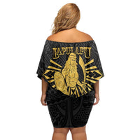 Philippines Tribal Family Matching Off Shoulder Short Dress and Hawaiian Shirt King Lapu Lapu Gold Version LT05 - Polynesian Pride