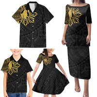 Philippines Tribal Family Matching Puletasi and Hawaiian Shirt King Lapu Lapu Gold Version LT05 - Polynesian Pride