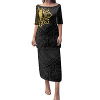 Philippines Tribal Family Matching Puletasi and Hawaiian Shirt King Lapu Lapu Gold Version LT05 Mom's Dress Gold - Polynesian Pride