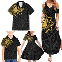 Philippines Tribal Family Matching Summer Maxi Dress and Hawaiian Shirt King Lapu Lapu Gold Version LT05 - Polynesian Pride