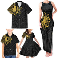 Philippines Tribal Family Matching Tank Maxi Dress and Hawaiian Shirt King Lapu Lapu Gold Version LT05 - Polynesian Pride