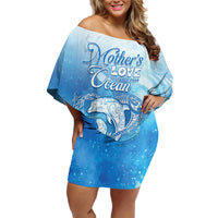 Mother's Love Is Deeper Than Ocean Family Matching Off Shoulder Short Dress and Hawaiian Shirt Polynesian Style LT05 Mom's Dress Blue - Polynesian Pride