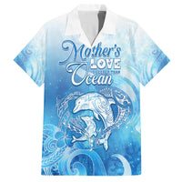 Mother's Love Is Deeper Than Ocean Family Matching Summer Maxi Dress and Hawaiian Shirt Polynesian Style LT05 Dad's Shirt - Short Sleeve Blue - Polynesian Pride