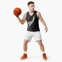Personalised New Zealand Chur Bro Basketball Jersey Maori Koru With Silver Fern