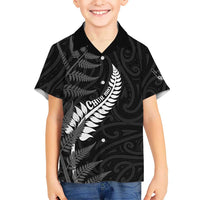 Personalised New Zealand Chur Bro Kid Hawaiian Shirt Maori Koru With Silver Fern LT05 Kid Black - Polynesian Pride