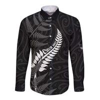Personalised New Zealand Chur Bro Long Sleeve Button Shirt Maori Koru With Silver Fern