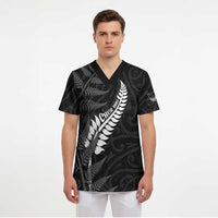 Personalised New Zealand Chur Bro Scrub Top Maori Koru With Silver Fern