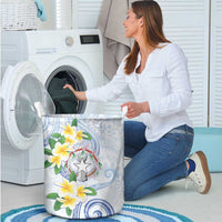 Northern Mariana Islands Chamorro Laundry Basket Plumeria Curves Style White Version