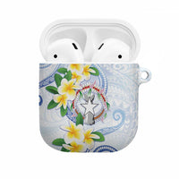 Northern Mariana Islands Chamorro AirPods Case Plumeria Curves Style White Version
