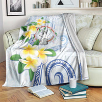 Northern Mariana Islands Chamorro Blanket Plumeria Curves Style White Version LT05 White - Polynesian Pride
