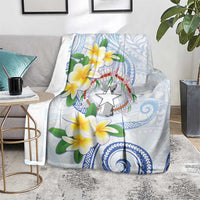 Northern Mariana Islands Chamorro Blanket Plumeria Curves Style White Version LT05 - Polynesian Pride