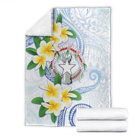 Northern Mariana Islands Chamorro Blanket Plumeria Curves Style White Version LT05 - Polynesian Pride