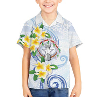 Northern Mariana Islands Chamorro Family Matching Long Sleeve Bodycon Dress and Hawaiian Shirt Plumeria Curves Style White Version LT05 Son's Shirt White - Polynesian Pride