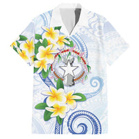 Northern Mariana Islands Chamorro Hawaiian Shirt Plumeria Curves Style White Version