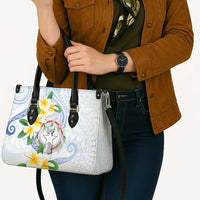 Northern Mariana Islands Chamorro Leather Bag Plumeria Curves Style White Version