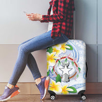 Northern Mariana Islands Chamorro Luggage Cover Plumeria Curves Style White Version