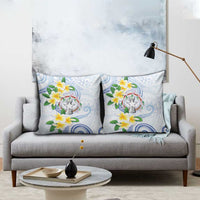 Northern Mariana Islands Chamorro Pillow Cover Plumeria Curves Style White Version