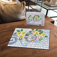 Northern Mariana Islands Chamorro Puzzle Plumeria Curves Style White Version LT05 - Polynesian Pride