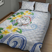 Northern Mariana Islands Chamorro Quilt Bed Set Plumeria Curves Style White Version