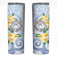 Northern Mariana Islands Chamorro Skinny Tumbler Plumeria Curves Style White Version