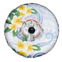 Northern Mariana Islands Chamorro Spare Tire Cover Plumeria Curves Style White Version