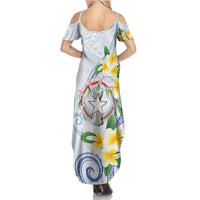 Northern Mariana Islands Chamorro Summer Maxi Dress Plumeria Curves Style White Version