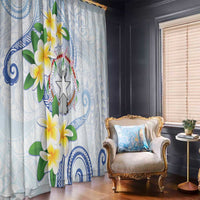 Northern Mariana Islands Chamorro Window Curtain Plumeria Curves Style White Version LT05 - Polynesian Pride