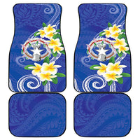 Northern Mariana Islands Chamorro Car Mats Plumeria Curves Style Navy Version