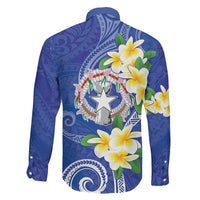 Northern Mariana Islands Chamorro Family Matching Long Sleeve Bodycon Dress and Hawaiian Shirt Plumeria Curves Style Navy Version LT05 - Polynesian Pride