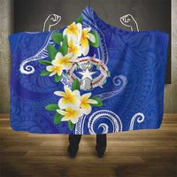 Northern Mariana Islands Chamorro Hooded Blanket Plumeria Curves Style Navy Version