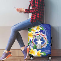 Northern Mariana Islands Chamorro Luggage Cover Plumeria Curves Style Navy Version