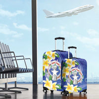 Northern Mariana Islands Chamorro Luggage Cover Plumeria Curves Style Navy Version