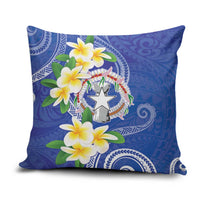 Northern Mariana Islands Chamorro Pillow Cover Plumeria Curves Style Navy Version