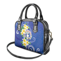 Northern Mariana Islands Chamorro Shoulder Handbag Plumeria Curves Style Navy Version