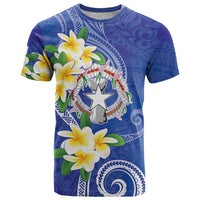 Northern Mariana Islands Chamorro T Shirt Plumeria Curves Style Navy Version