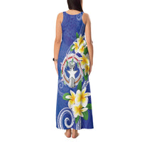 Northern Mariana Islands Chamorro Tank Maxi Dress Plumeria Curves Style Navy Version
