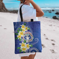 Northern Mariana Islands Chamorro Tote Bag Plumeria Curves Style Navy Version