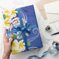 Northern Mariana Islands Chamorro Wrapping Paper Plumeria Curves Style Navy Version