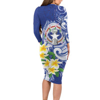 Northern Mariana Islands Family Matching Long Sleeve Bodycon Dress and Hawaiian Shirt Polynesian Pattern With Frangipani LT05 - Polynesian Pride