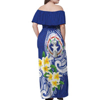 Northern Mariana Islands Family Matching Off Shoulder Maxi Dress and Hawaiian Shirt Polynesian Pattern With Frangipani LT05 - Polynesian Pride