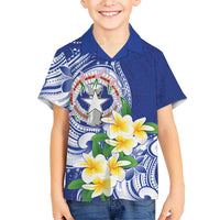 Northern Mariana Islands Family Matching Summer Maxi Dress and Hawaiian Shirt Polynesian Pattern With Frangipani LT05 Son's Shirt Navy - Polynesian Pride