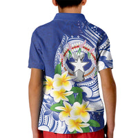 Northern Mariana Islands Kid Polo Shirt Polynesian Pattern With Frangipani