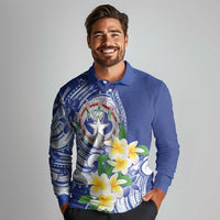 Northern Mariana Islands Long Sleeve Polo Shirt Polynesian Pattern With Frangipani LT05 - Polynesian Pride