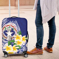 Northern Mariana Islands Luggage Cover Polynesian Pattern With Frangipani