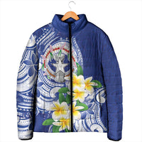 Northern Mariana Islands Padded Jacket Polynesian Pattern With Frangipani