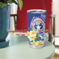 Northern Mariana Islands Tumbler Cup Polynesian Pattern With Frangipani