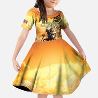 Hawaii Memorial Day Family Matching Off The Shoulder Long Sleeve Dress and Hawaiian Shirt Remember Their Sacrifice LT05 Daughter's Dress Yellow - Polynesian Pride