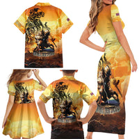 Hawaii Memorial Day Family Matching Short Sleeve Bodycon Dress and Hawaiian Shirt Remember Their Sacrifice LT05 - Polynesian Pride
