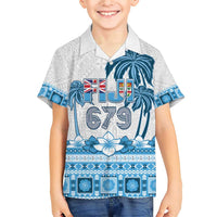Fiji 679 Constitution Day Family Matching Short Sleeve Bodycon Dress and Hawaiian Shirt Fijian Tapa Pattern LT05 Son's Shirt Blue - Polynesian Pride